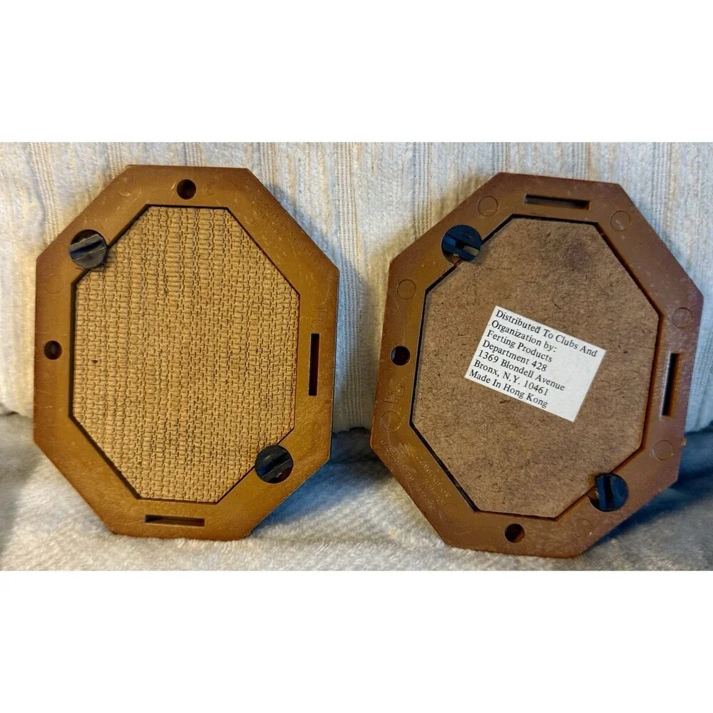 2 Ornate Octagon Faux Wood Picture Frame HL British Registered Design Vintage